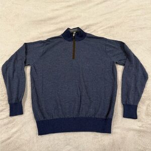 Peter Millar 1/4 Zip Pullover 100% Extrafine Merino Wool Men’s Large Navy